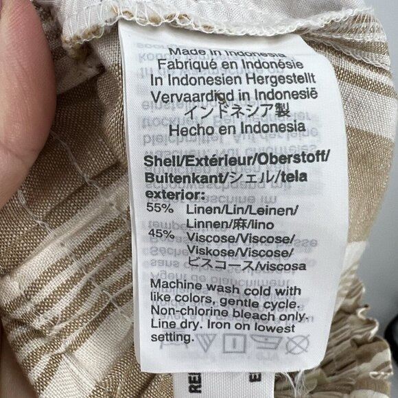 Madewell Smocked Huston Pull-On Crop Pants Stripe Large Wide Leg Linen Blend - Picture 8 of 8